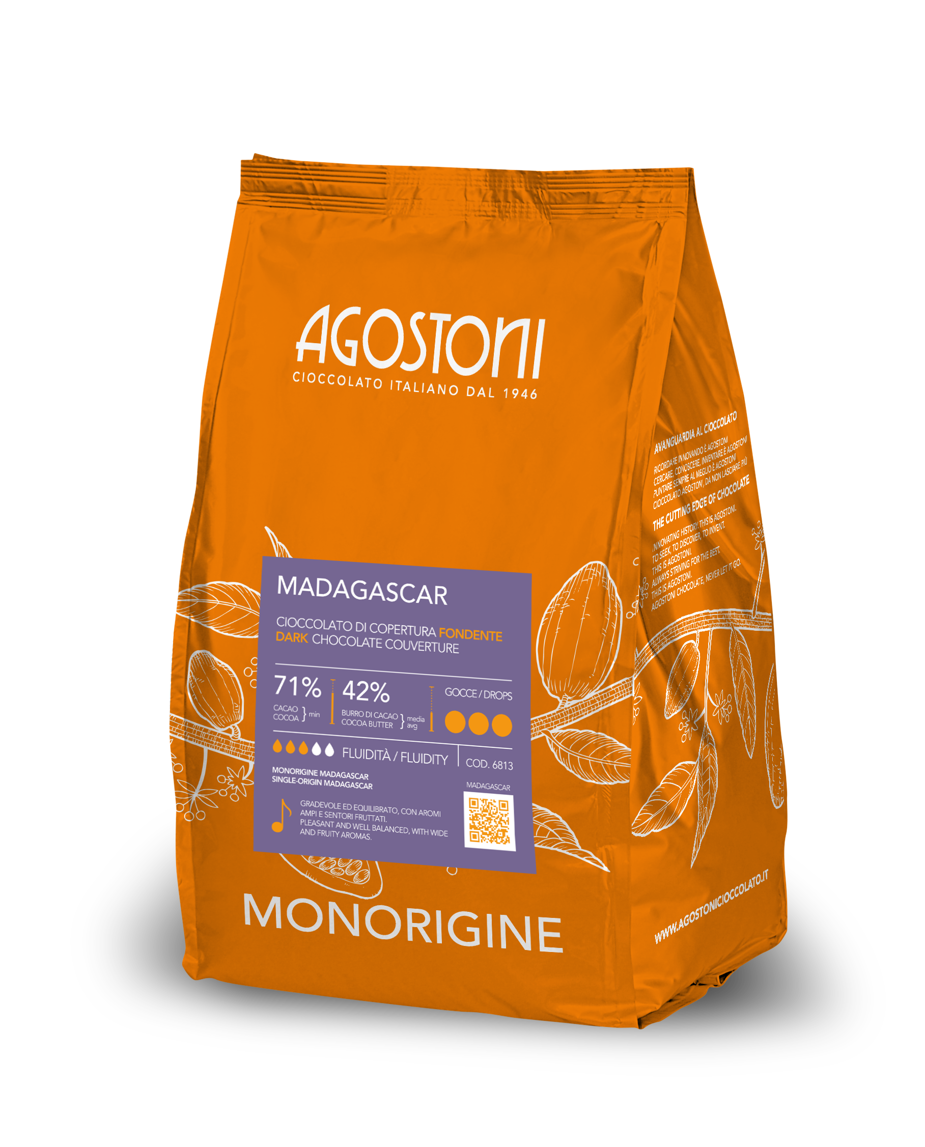 Agostoni Madagascar 71% Dark Chocolate Couverture 4kg