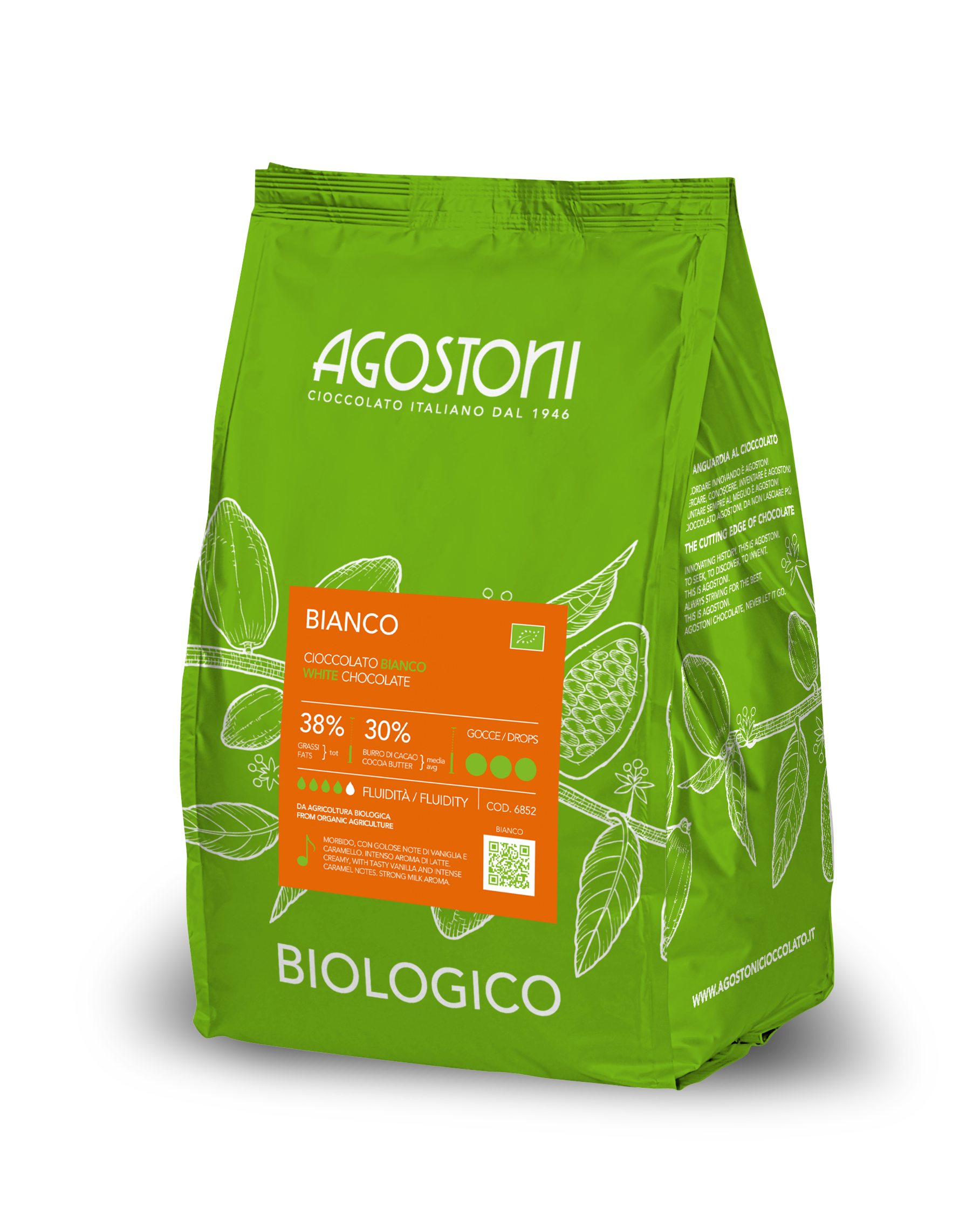 Agostoni Organic White Chocolate Couverture 4kg