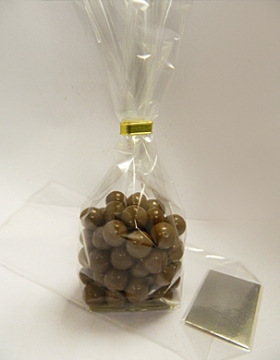 Clear Chocolate Bag With Silver Card Base