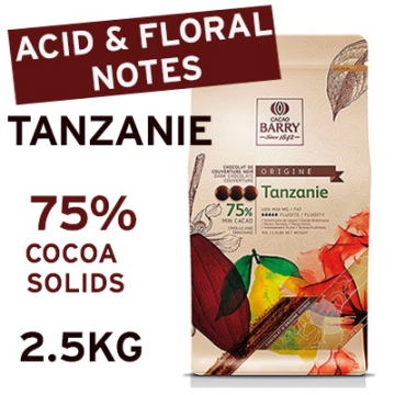 Cacao Barry Tanzanie 75% Dark Chocolate Couverture - 2.5kg Bag